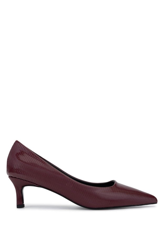 Women's Faux Leather Burgundy Heeled Shoes