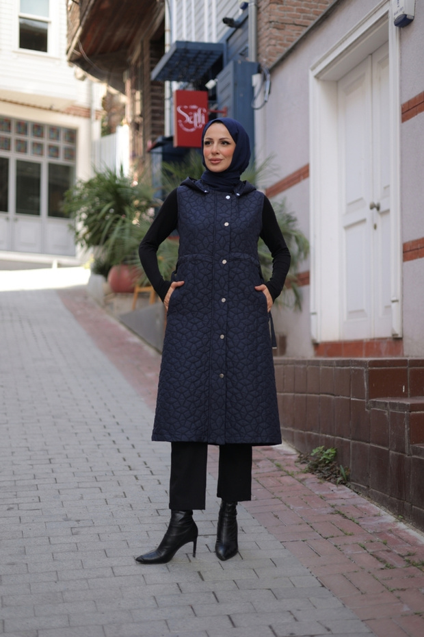 Şirin Kapüşonlu Kapitone Yelek - 7005 - 1