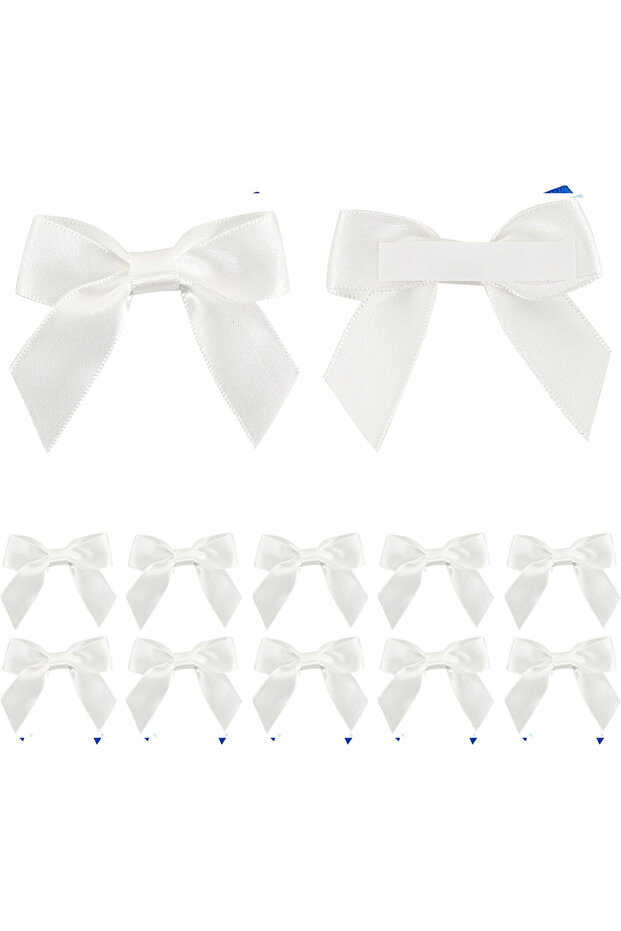 50pcs white 10/30/50Pcs Handmade Bow With Adhesive Back for Christmas Gift Box Flower Decoration Han