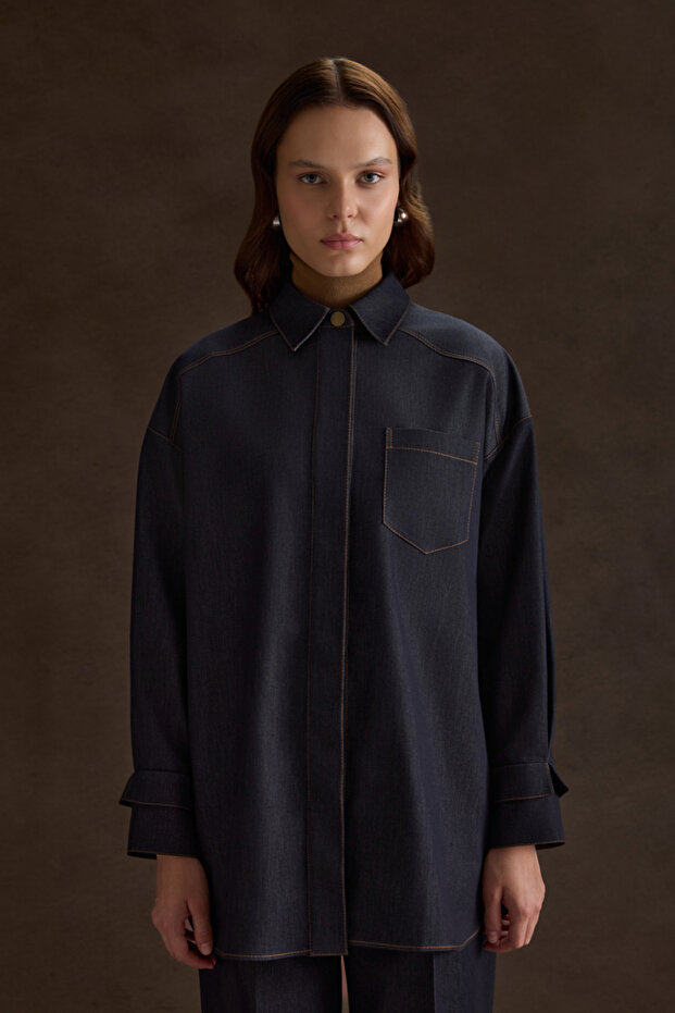 Denim Görünümlü Tunik - 2