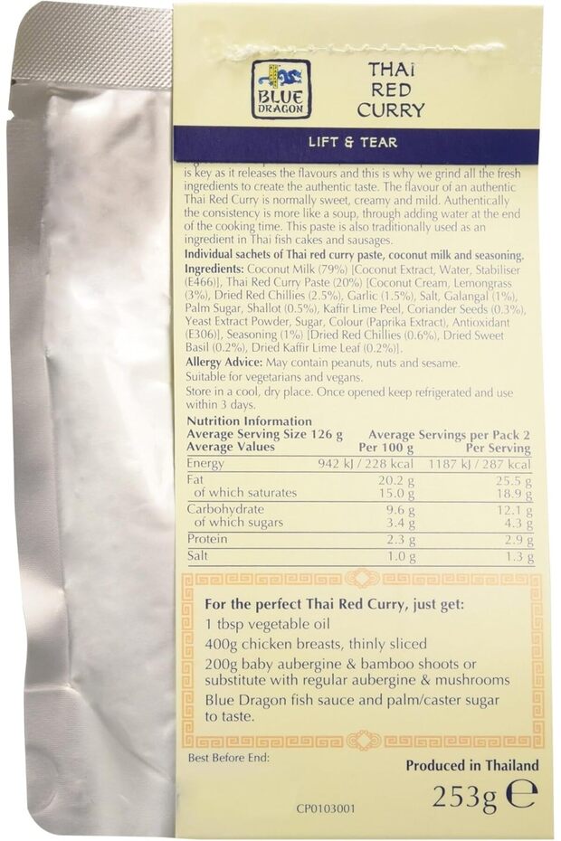 Blue Dragon 3 Steps Thai Red Curry - 253 gm