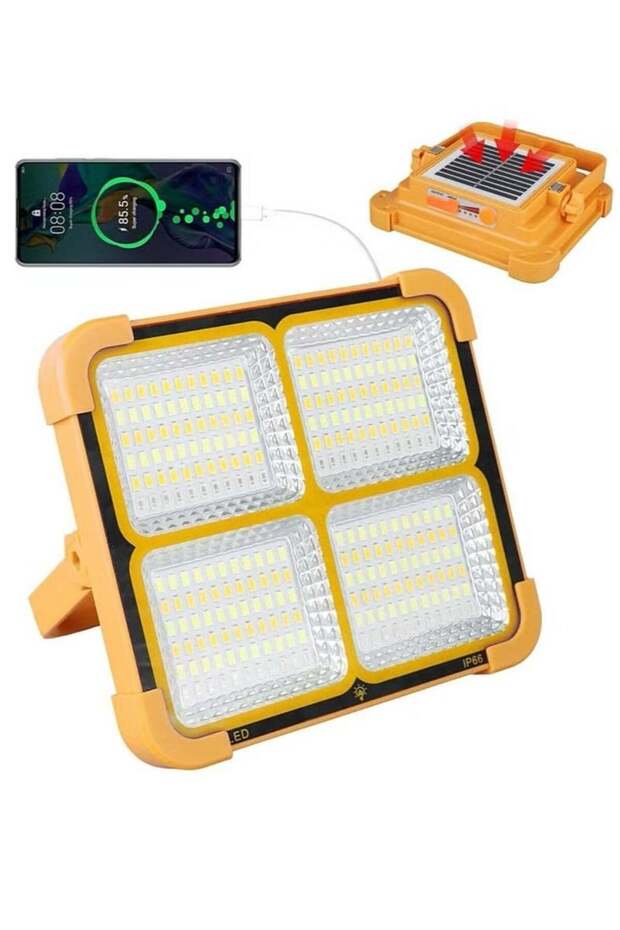 Portable Rechargeable LED Solar Work Light, IP66, 4 Modes, 6000K - 1