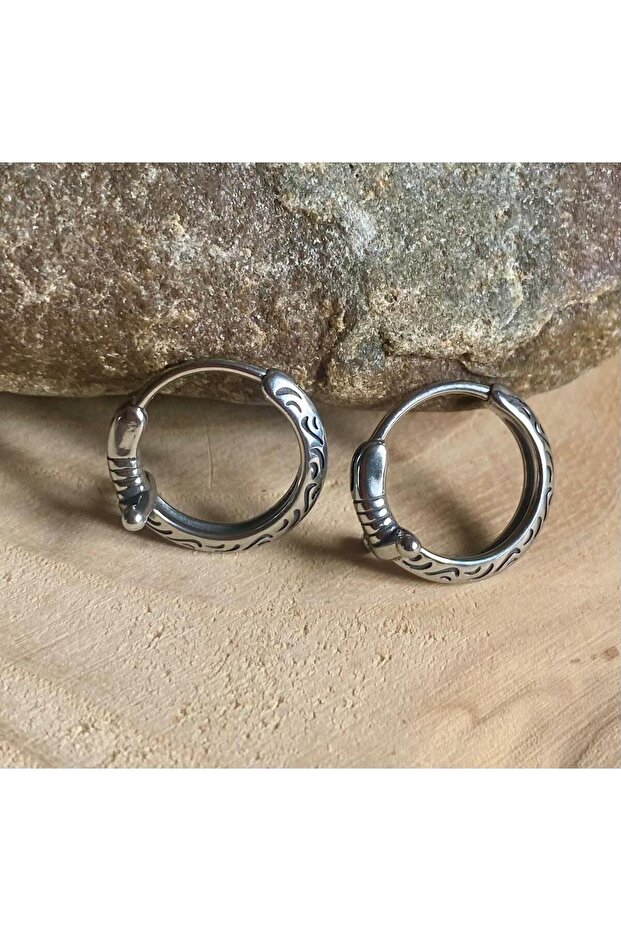 Sword Design Ring-Passable 316L Stainless Steel Tarnish-Free Earrings Pair