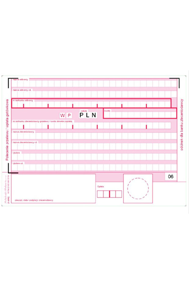 Formular de comandă de transfer Depunere numerar WP-2 - 2