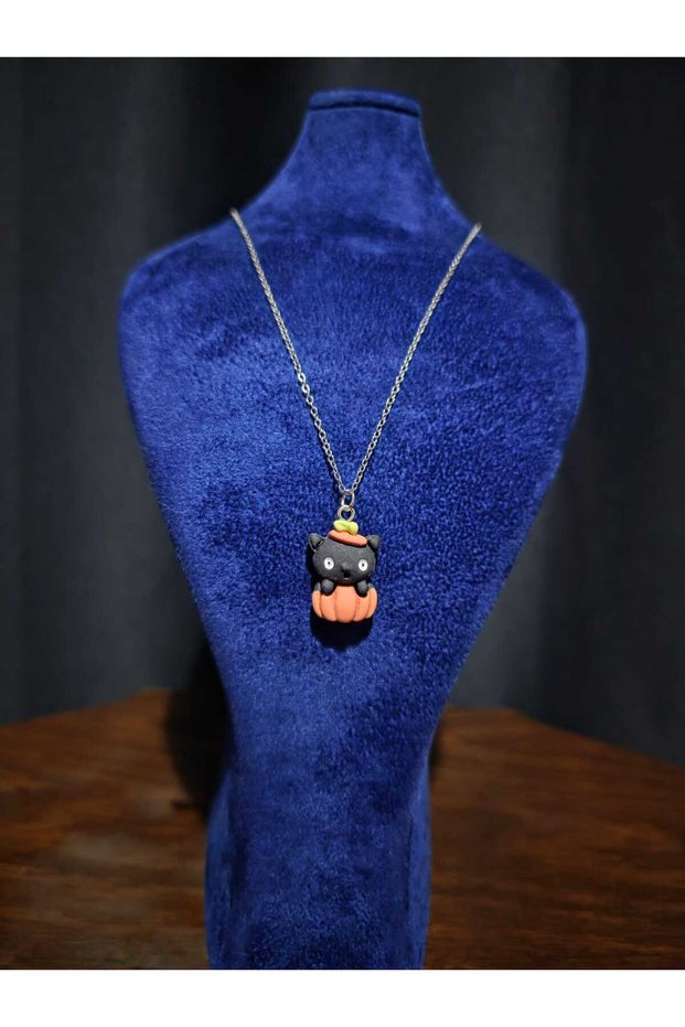 Black Cat Pumpkin Halloween Halloween-Themed Women's Steel Necklace Daily Jewelry Cat