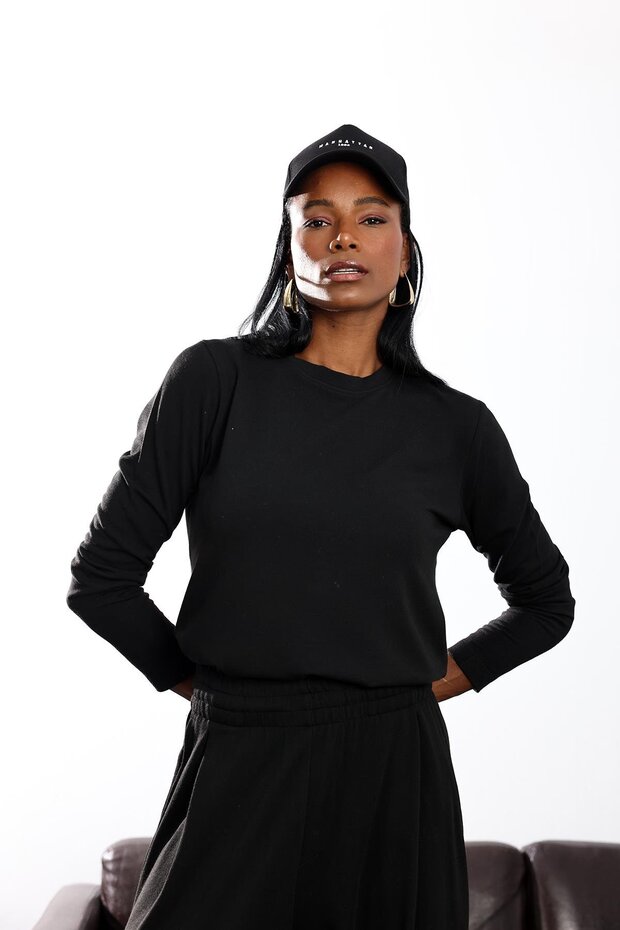 Tricou negru cu mânecă lungă basic 0182 - 6