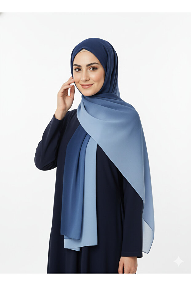 Gradient Pattern Navy Blue Color Shawl - 1