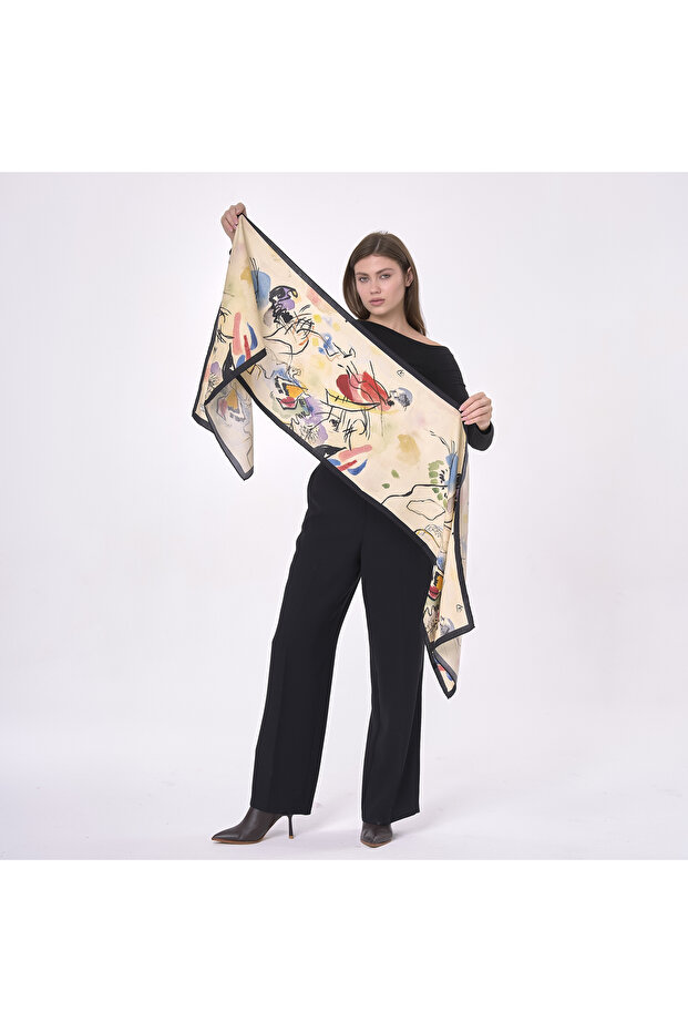 Compositions Patterned Wool Silk Scarf - 1