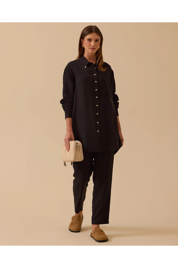 Suede Buttoned Suit with Details