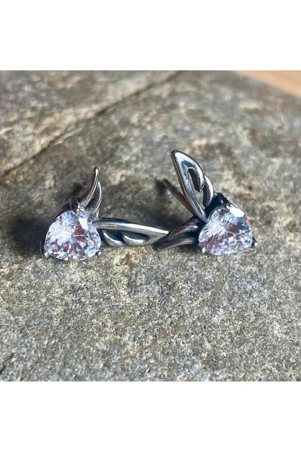 Winged Heart Design Nail Model 316L Stainless Tarnish-Free Steel Earrings Pair