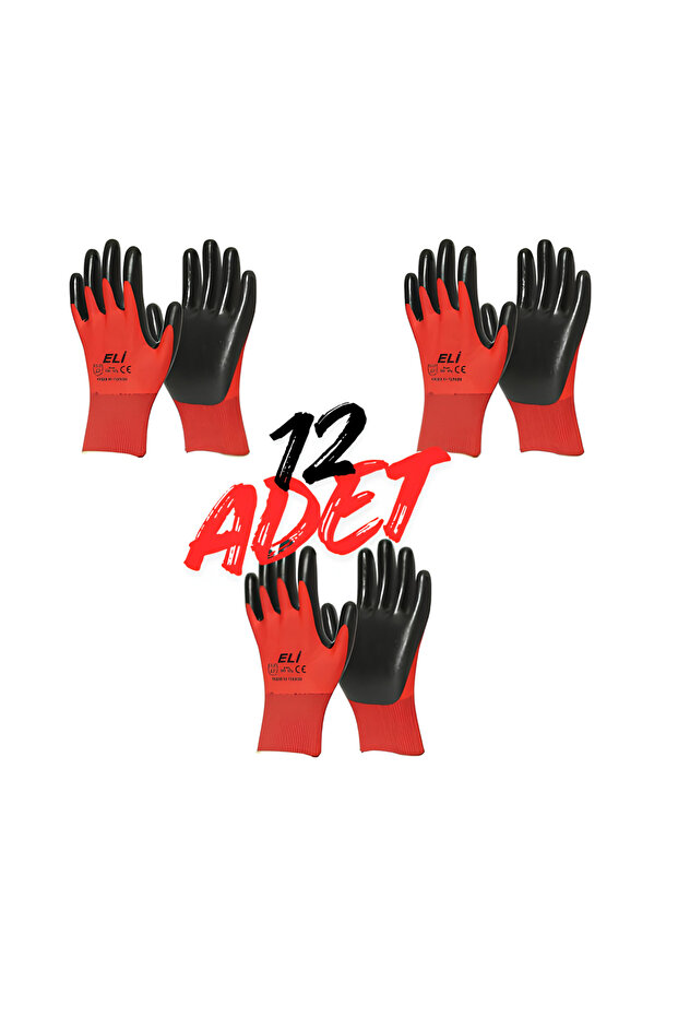 Polyester Örme Nitril Eldiven (12 ADET) - 1