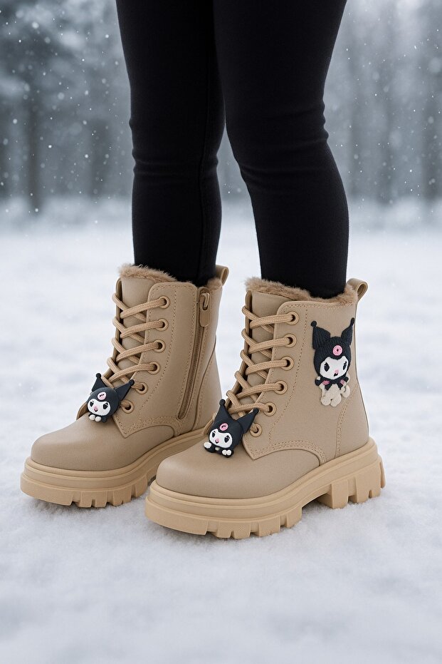 Kız Çocuk Figür Detaylı Fermuarlı Bot - 3