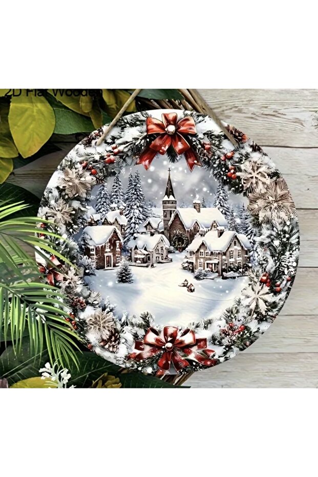 Karlı Noel Köyü 2D Kapı Duvar Süsü