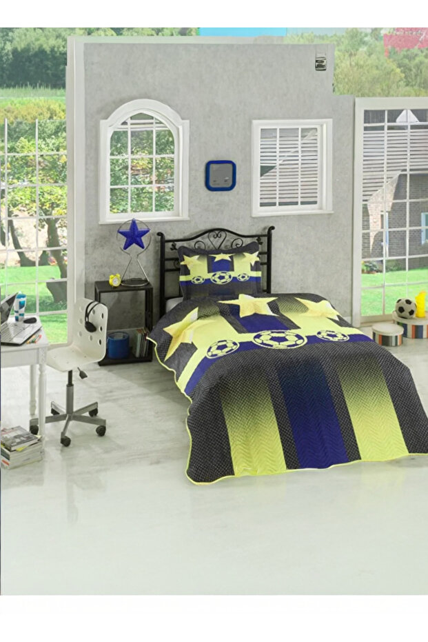 Fanatik Fb Single Quilted Bedspread - Fenerbahce Themed (175 X 240cm)