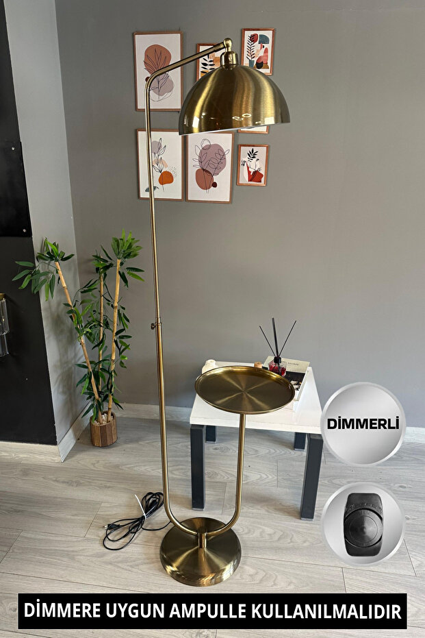 Dimmerli Işığı Ayarlanabilen Işığı Artırılıp Azaltılabilen Eskitme Hareketli Başlık Metal Lambader - 1