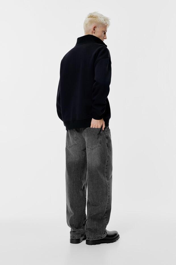 Lazer baskılı geniş paça jean - 5