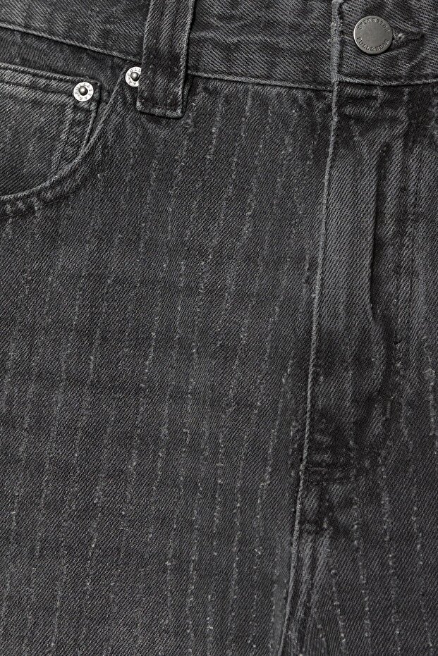 Lazer baskılı geniş paça jean - 8