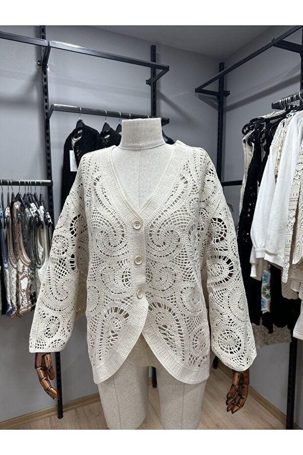 Women's Oversize Patterned Cardigan