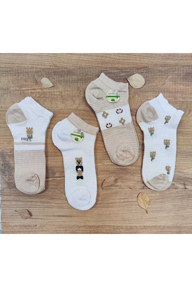 4 Pairs of Women's Bamboo Stitch-Free Quality Booties Socks