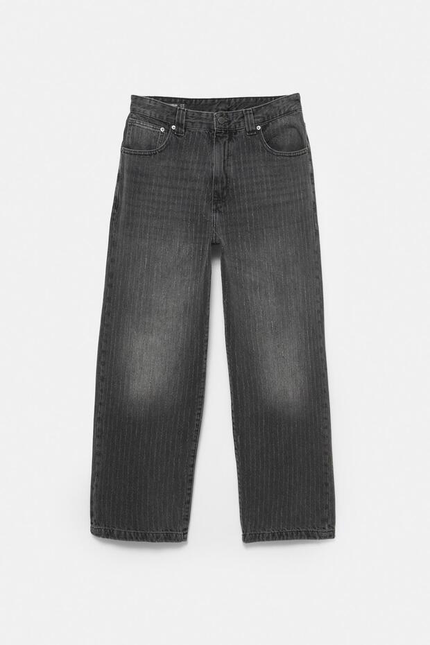 Lazer baskılı geniş paça jean - 7