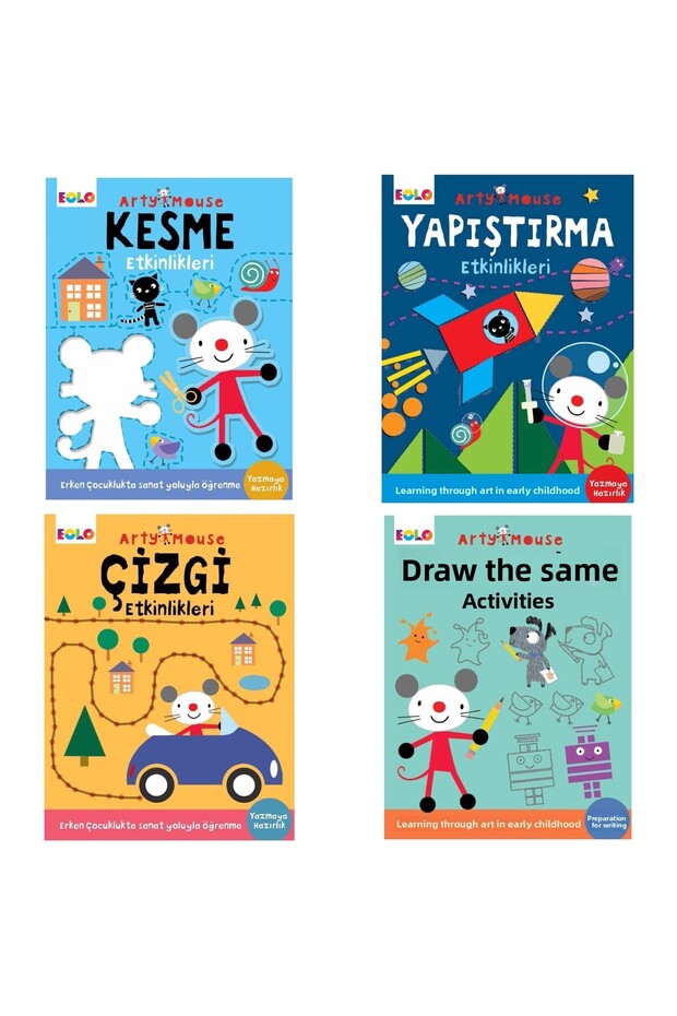 Arty Mouse 3+ Activities for Cutting, Pasting, Drawing Lines and Drawing Identical Shapes 4 Book Set