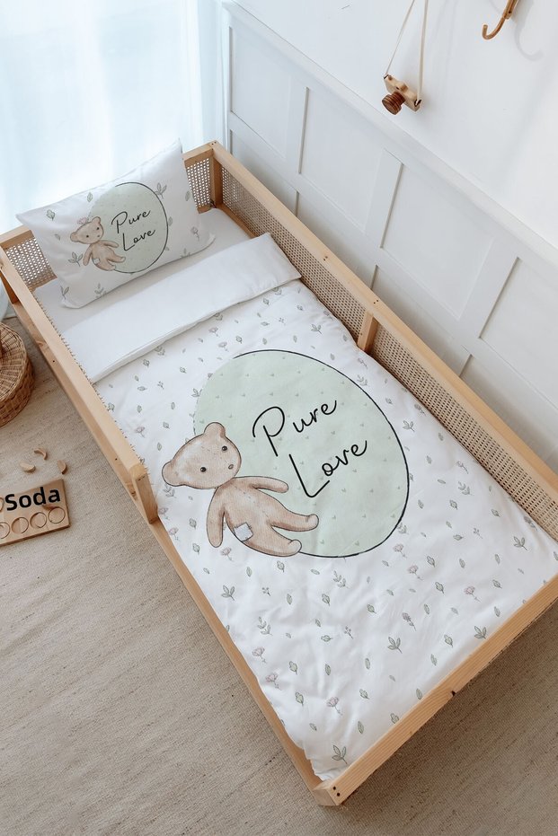 Montessori (Without Sheets) Duvet Cover Set 100X200 cm - for Baby Series - Retro Teddy Bear