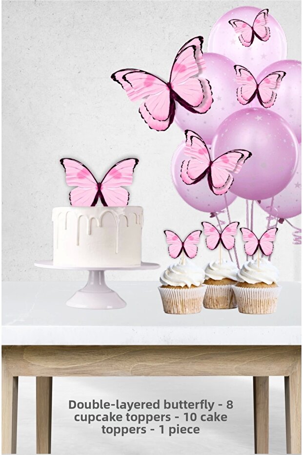 Pink Butterfly 3D Party Set Supplies
