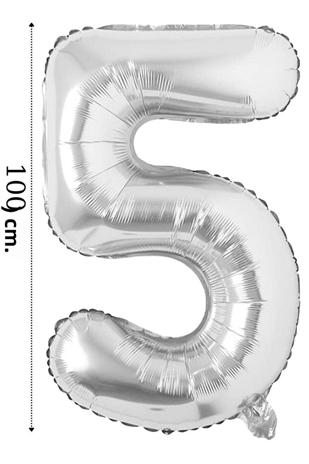 Foil Balloon Number 0 100 Cm Silver Color