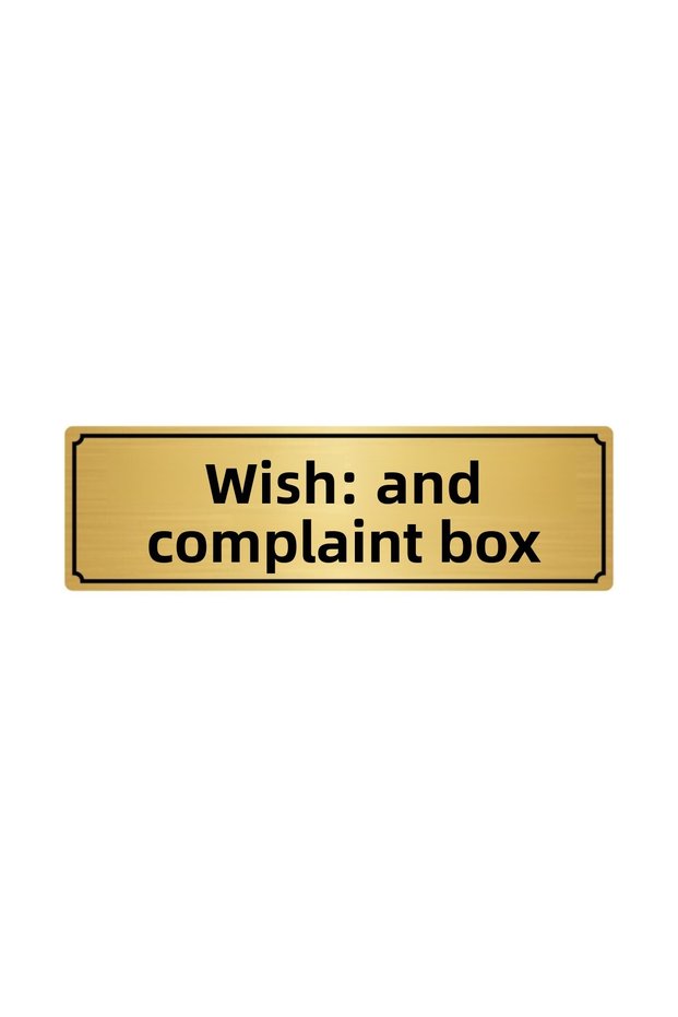 Wishing and Complaining Box Direction Sign 7Cmx20Cm Gold Color Metal