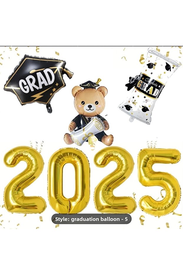 مجموعة بالونات فويل لزينة التخرج لعام 2025