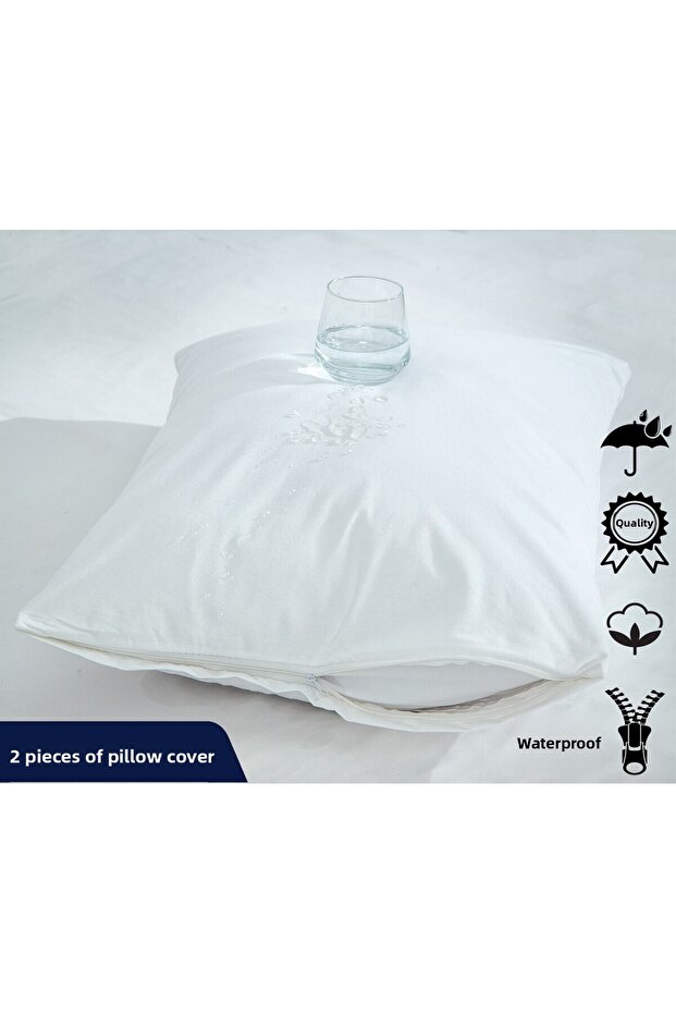 50x70 cm Cotton Liquid Proof Pillow Protector Mattress Cover 2 Pieces