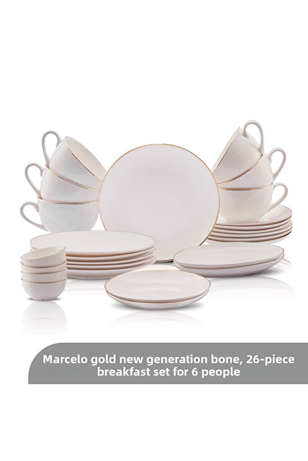 Marcelo Gold Sada nádobí a nádobí pro 6 osob 26dílná sada Geschirrset Frühstücksset - 3