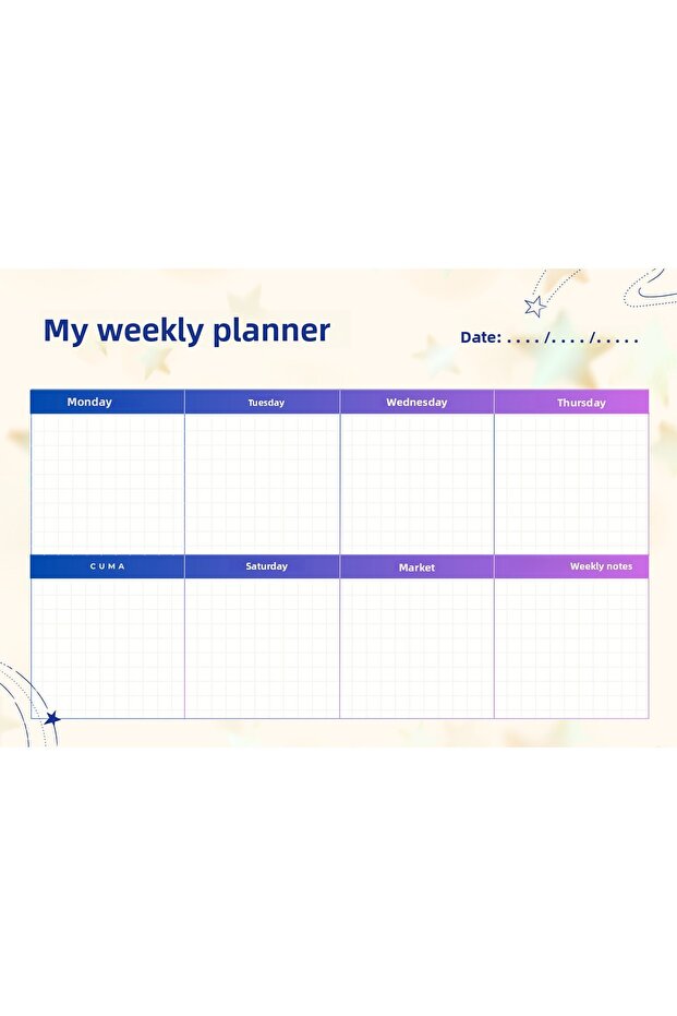 مخطط أسبوعي، 55 ورقة مقاس A4 مخطط أسبوعي أزرق - 2