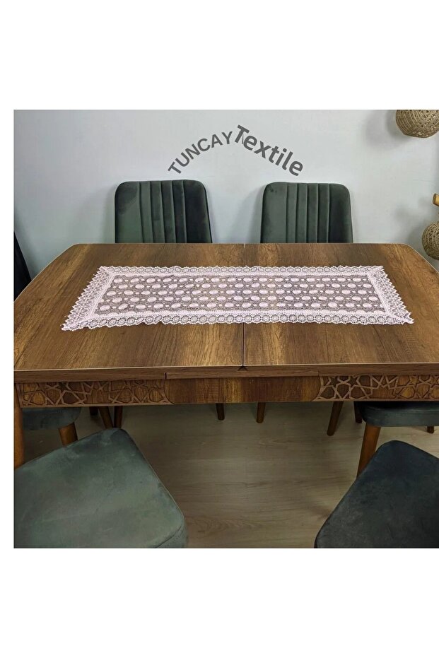ديزي نمط الدانتيل متابعة البوليستر عداء ممر طاولة القهوة مفرش المائدة غطاء الجبر الفرنسي مسحوق الوردي