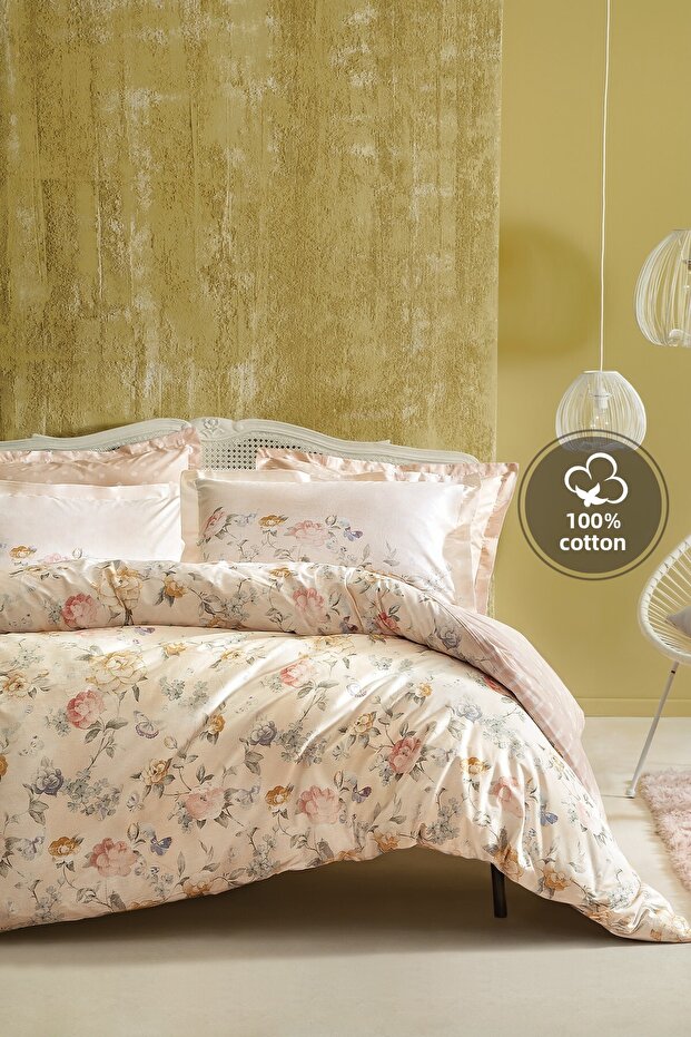 طقم غطاء لحاف مزدوج من Farida Ranforce - سلمون - 1