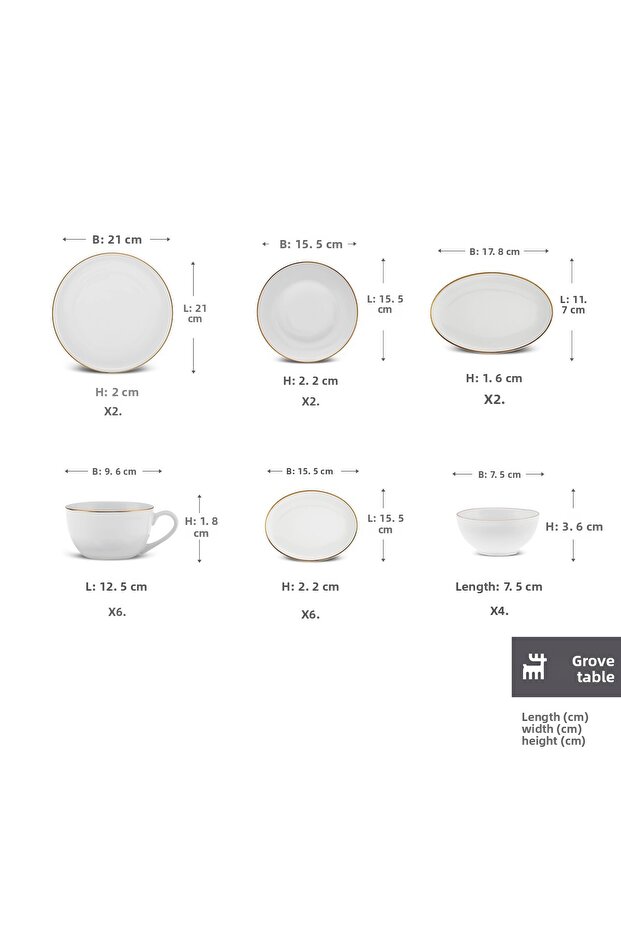 Marcelo Gold Sada nádobí a nádobí pro 6 osob 26dílná sada Geschirrset Frühstücksset - 2