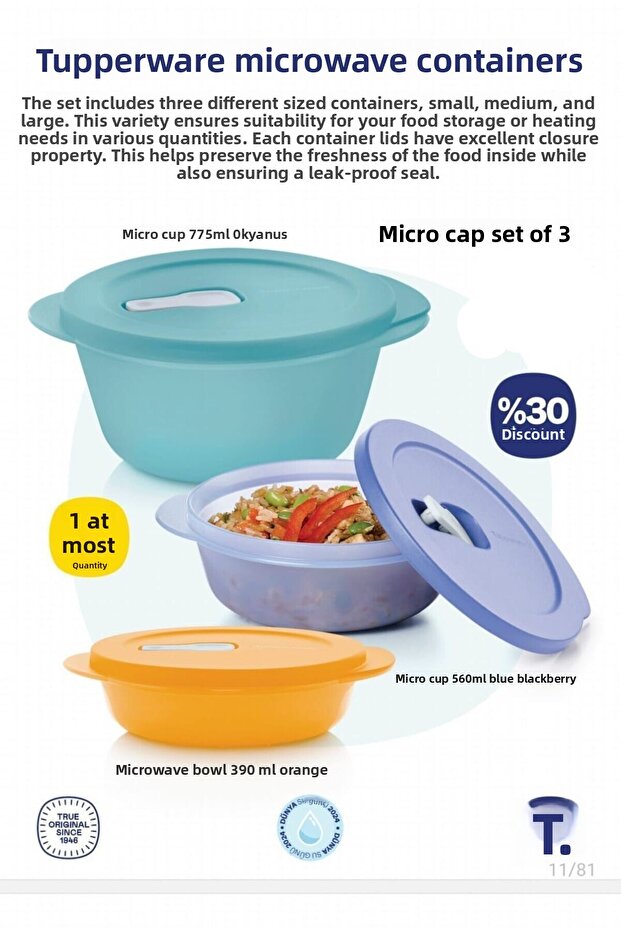 مجموعة حاويات صغيرة من تابروير مكونة من 3 قطع - 1