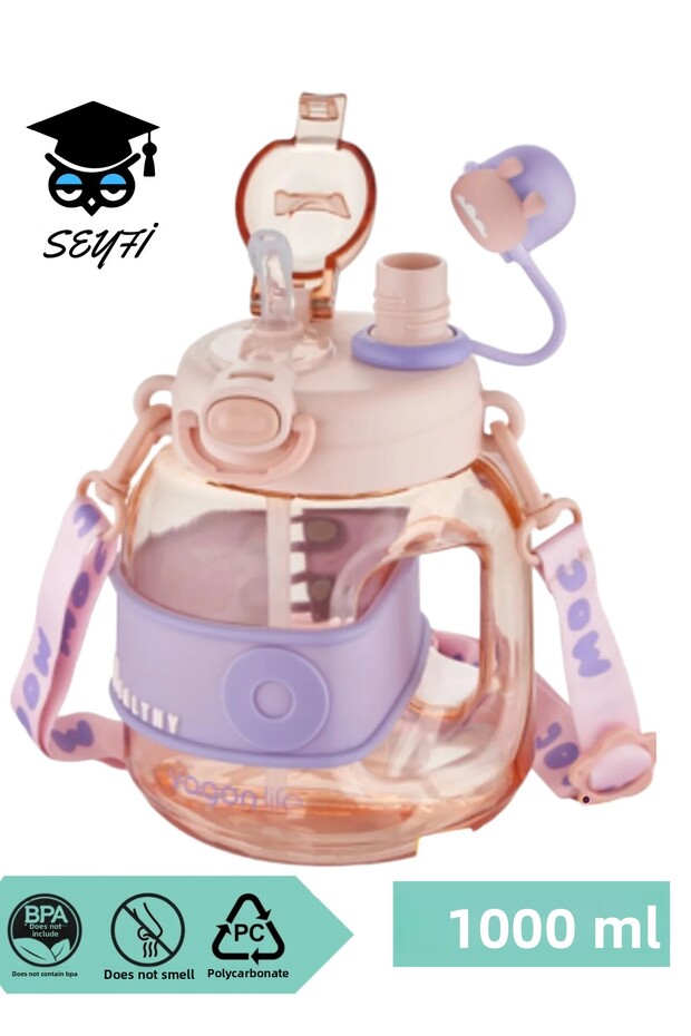 1000ml Single Lid Dual Use Water Flask with Straw and Spirit Strap Children's Water Vagonlife