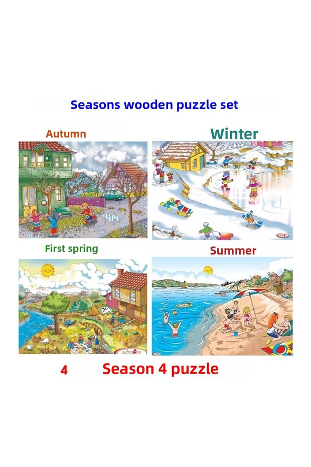 Wooden Puzzle Set of 4 Seasons Spring Summer Autumn Winter