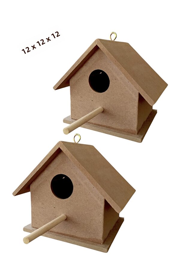 Wooden Bird Nest 2 Pieces 12X12X12 cm