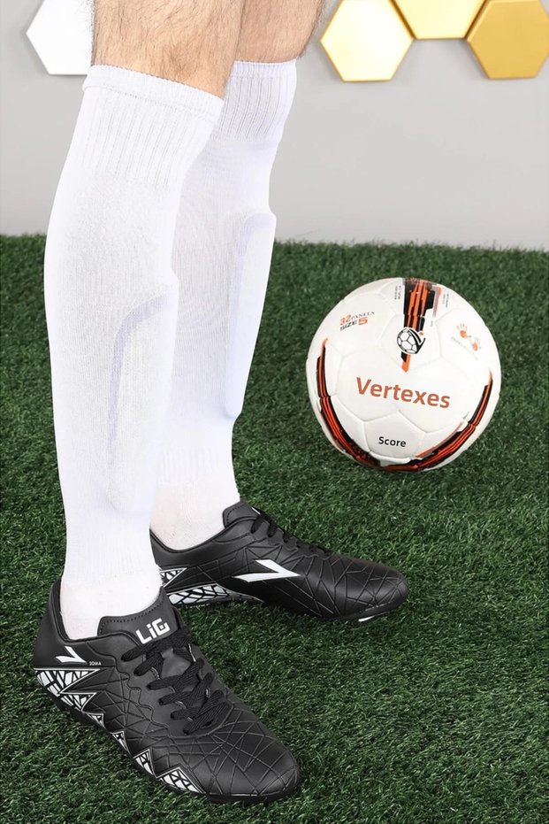 Soma Black Crampon Grass Astroturf Men's Football Shoes