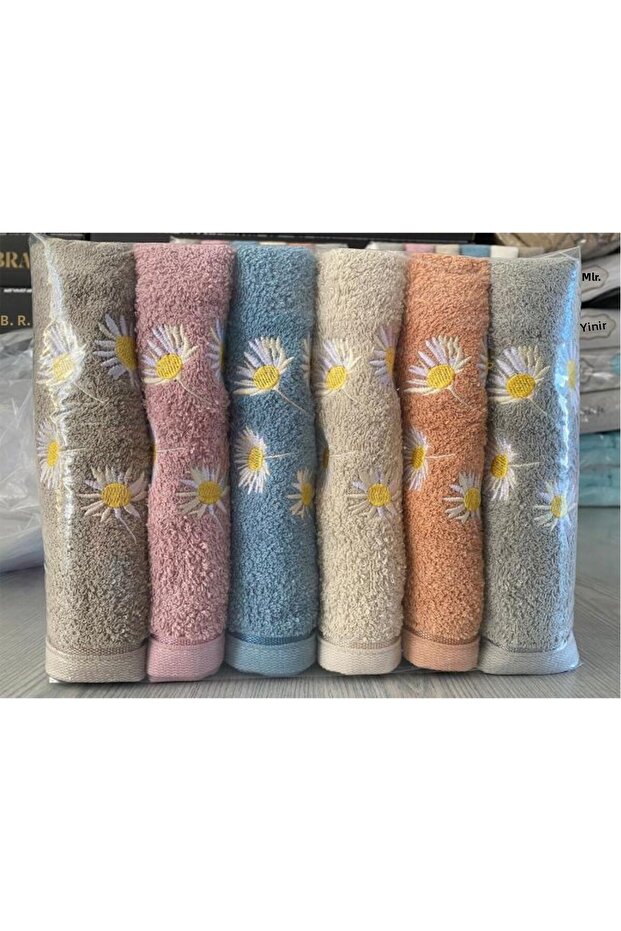 Rita Embroidered Set of 6 Hand Face Towels