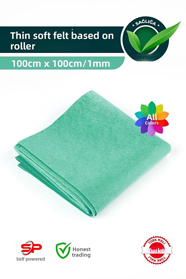 Turquoise Felt Fabric 180 Gr 100X100 cm Colorful Felt Fabric 1 Meter