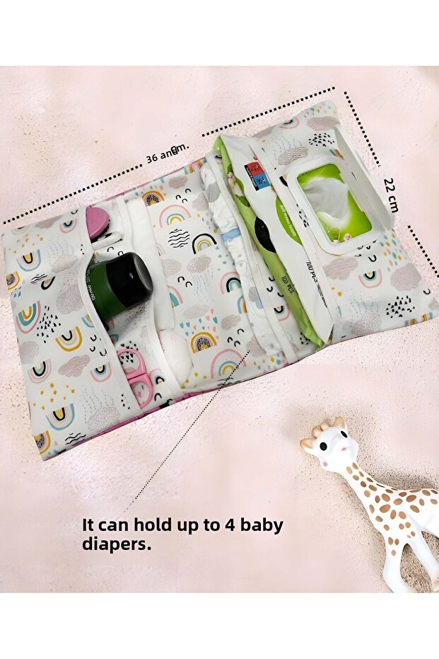 Exterior Cute Panda Inside Rainbow Scandinavian Pattern Baby Diaper Nursing Bag Organizer
