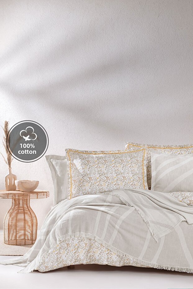 Lenzy Single Bed Cover Duvet Cover Set / Dowry Set - Beige