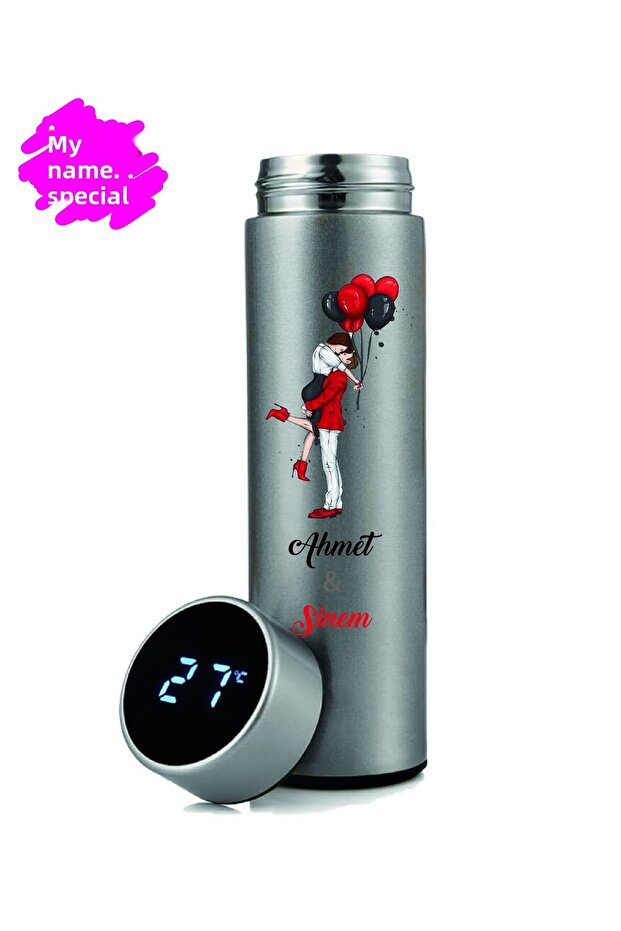 مخصص لعيد الحب مطبوع اسم مخصص عرض الفولاذ (إضافة تعليق الاسم) Silver-005