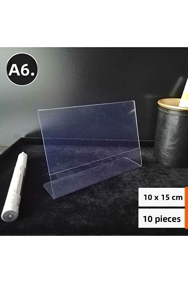 10 Pieces Pvc Label Holder Menu Holder Brochure Holder 10X15 cm Carpet Furniture Product Label A6 Desktop Foil Holder