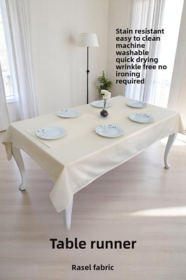 Smooth Set Tablecloth and Runner Set Table Cloth Dowry Set (Tablecloth and Runner) - 2