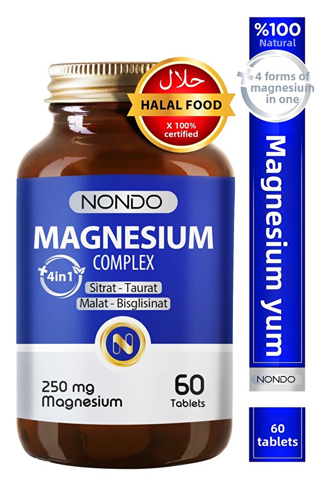 Magnesium Complex 60 Tablets 250 Mg 4 Forms, Citrate, Taurate, Malate, Bisglycinate, Vitamin B6, - 3