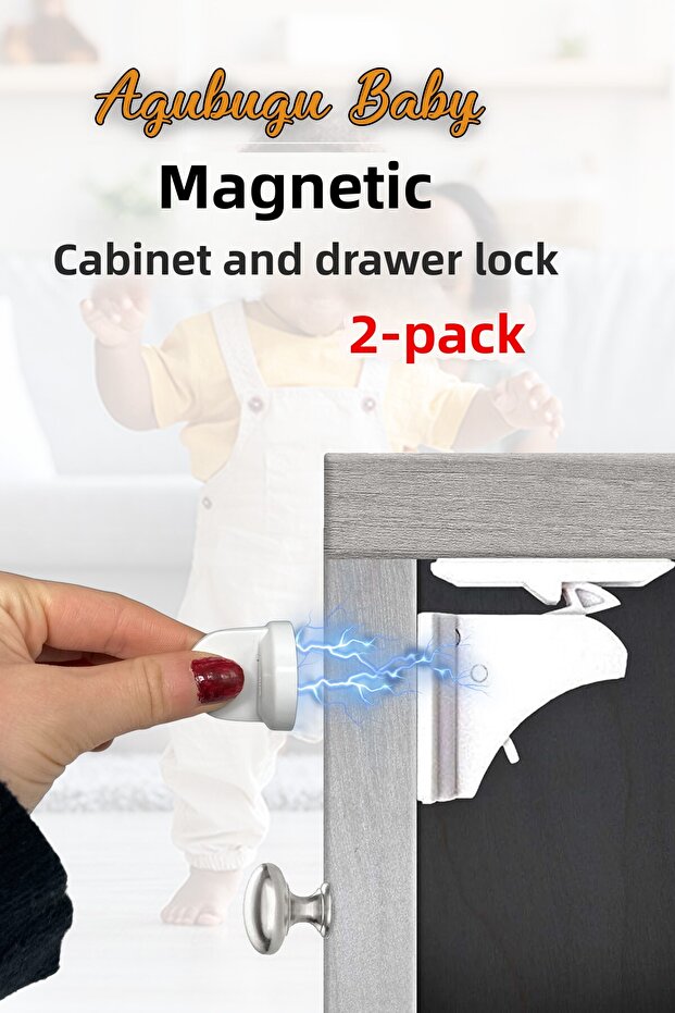 - Magnetic Hidden Cabinet Lock - 2 Lock 1 Key